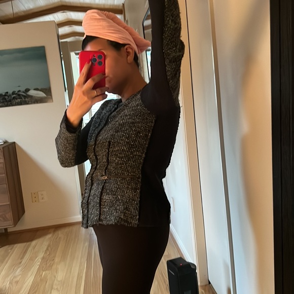 Cartonnier metallic contrast gray and black snap front blazer,cozy & stretchy - Picture 4 of 11